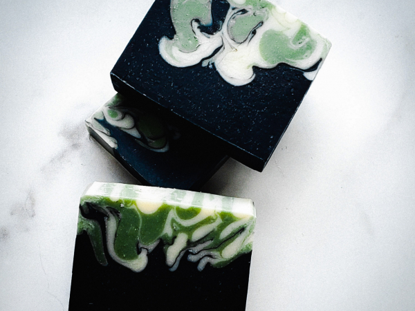 Black charcoal soap with french green clay and white kaolin clay